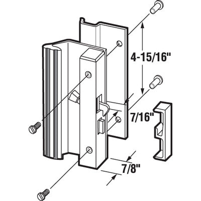 Handle Set for Sliding Patio Doors Low Handle Height 4-15/16 Inch Hole Center - Handle Set for Sliding Patio Doors Low Handle Height 4-15/16 Inch Hole Center