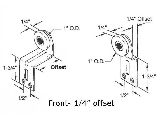 1 inch Wheel, 1/4 offset - Cox Front Closet Door Roller - 1 inch Wheel, 1/4 offset - Cox Front Closet Door Roller