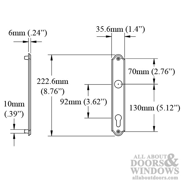 HOPPE Traditional Interior Backplate M374N for Active/Inactive Handlesets - White - HOPPE Traditional Interior Backplate M374N for Active/Inactive Handlesets - White