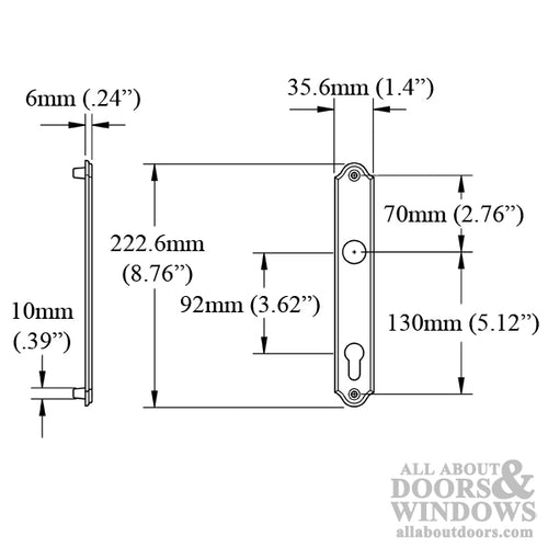 HOPPE Traditional Interior Backplate M374N for Active/Inactive Handlesets - White - HOPPE Traditional Interior Backplate M374N for Active/Inactive Handlesets - White