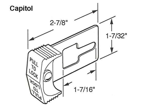 Capitol Door Locking Bar Die-Cast Base with Plastic Pull 1-1/8