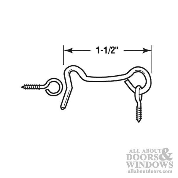 Window Screen Hook and Eye,  1-1/2 inch - Window Screen Hook and Eye,  1-1/2 inch