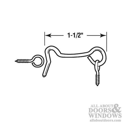 Window Screen Hook and Eye,  1-1/2 inch - Window Screen Hook and Eye,  1-1/2 inch