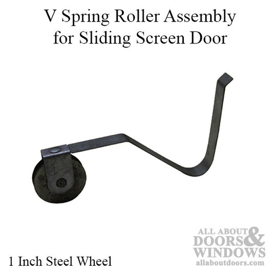 V Spring Tension Roller Assembly with 1 Inch Steel Wheel for Sliding Screen Door