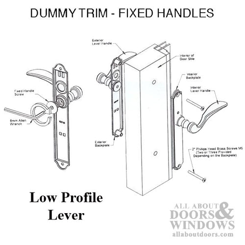 Hoppe Fixed Dummy Low Profile lever set- Pair, Right Hand -  Brushed Chrome - Hoppe Fixed Dummy Low Profile lever set- Pair, Right Hand -  Brushed Chrome