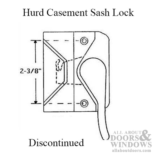 Hurd Casement sash lock, 2-3/8 holes RH - Discontinued - Hurd Casement sash lock, 2-3/8 holes RH - Discontinued