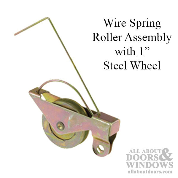 Wire Spring Tension Roller Assembly with 1 Inch Steel Wheel for Sliding Screen Door - Wire Spring Tension Roller Assembly with 1 Inch Steel Wheel for Sliding Screen Door