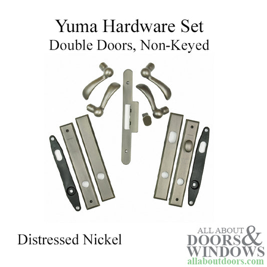 Hardware Kit, Double Door, Yuma, Active / Passive - Distressed Nickel