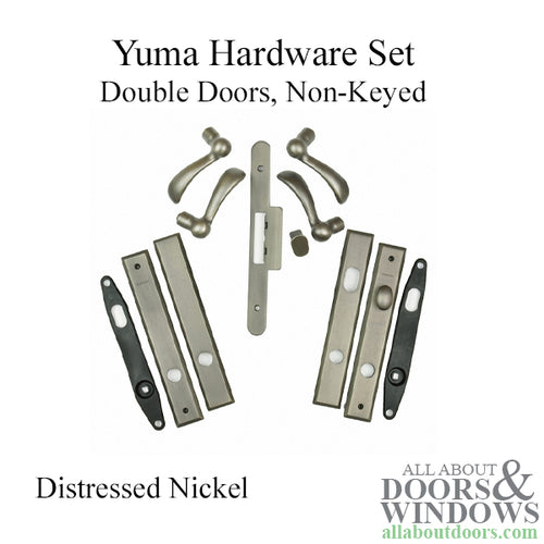 Hardware Kit, Double Door, Yuma, Active / Passive - Distressed Nickel - Hardware Kit, Double Door, Yuma, Active / Passive - Distressed Nickel