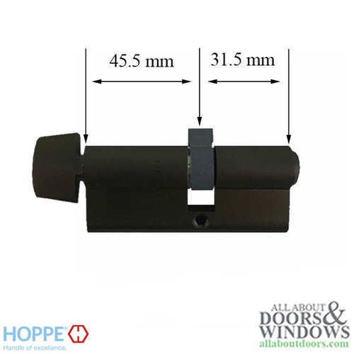 45.5/31.5 Euro profile full cylinder with 90° turn and Dallas D-knob - 45.5/31.5 Euro profile full cylinder with 90° turn and Dallas D-knob