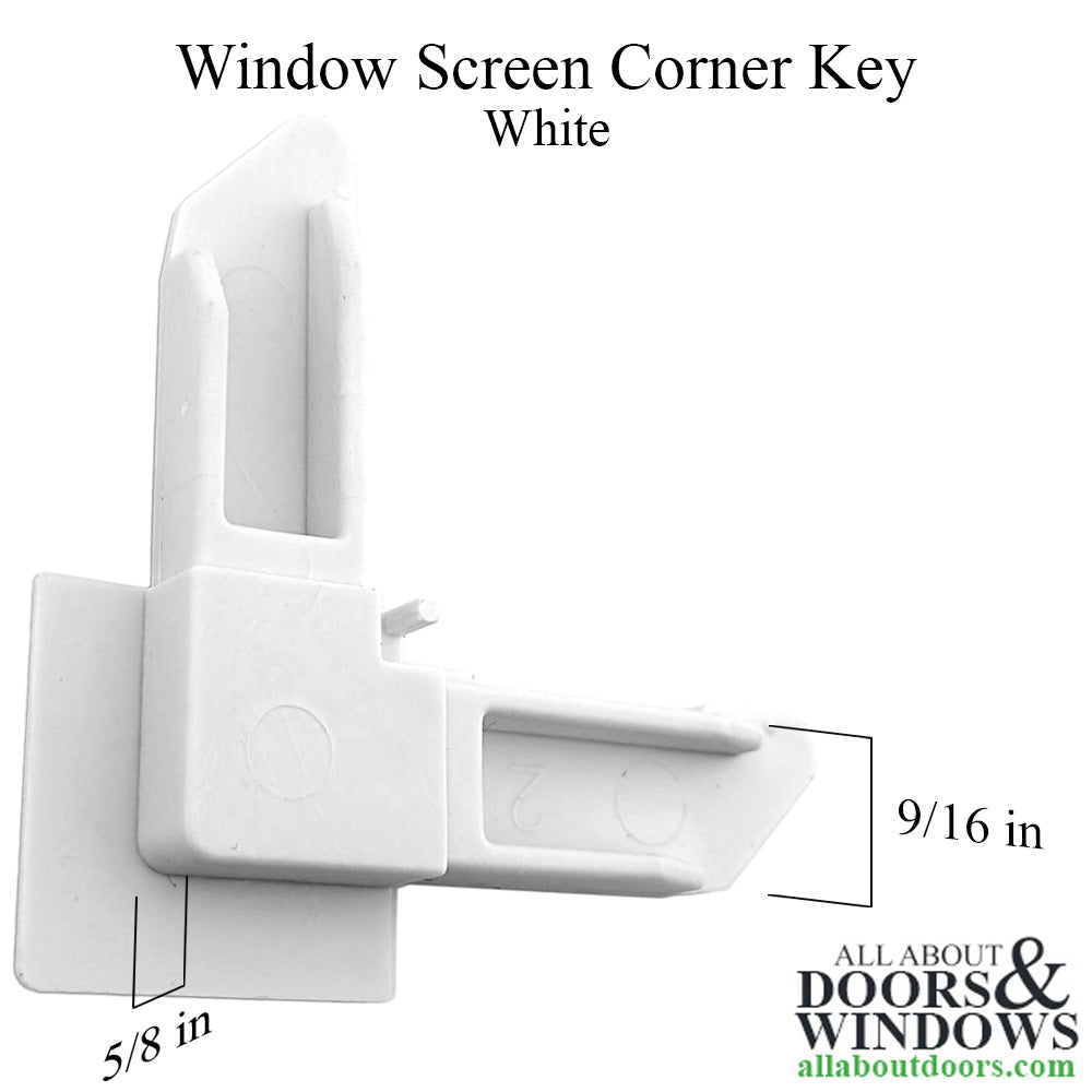 Window Screen Corner Key 3/8 Inch Frame, Plastic - White - Window Screen Corner Key 3/8 Inch Frame, Plastic - White