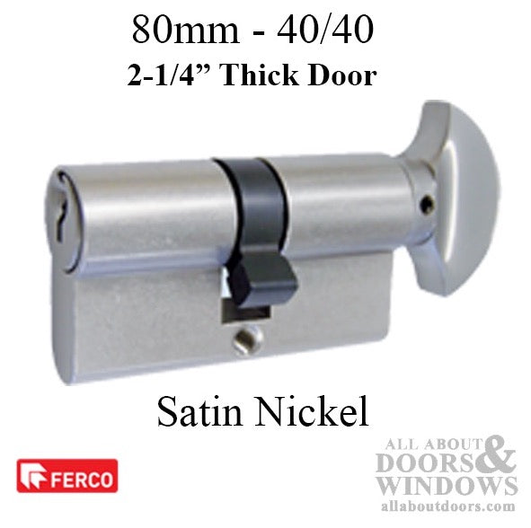 Ferco 40/40 PZ, 360 Degree Cylinder. Key and Thumbturn - Satin Nickel - Ferco 40/40 PZ, 360 Degree Cylinder. Key and Thumbturn - Satin Nickel