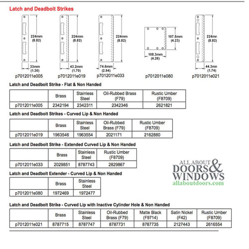 Latch & Deadbolt Strike, Curved Lip - PC0010N  1.70 x 8.82 - Rustic Umber - Latch & Deadbolt Strike, Curved Lip - PC0010N  1.70 x 8.82 - Rustic Umber