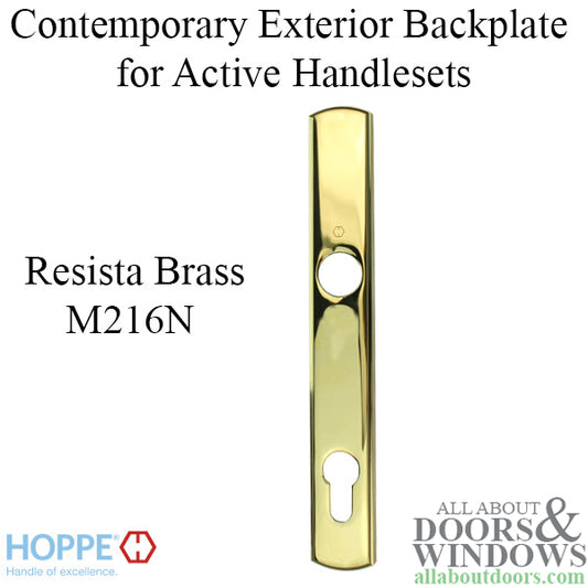 HOPPE Contemporary Exterior Backplate M216N for Active Handlesets - Resista Brass