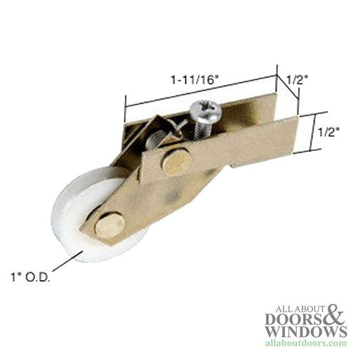 Discontinued - Spring Activated Roller Assembly with 1 Inch Nylon Wheel for Sliding Screen Door - Discontinued - Spring Activated Roller Assembly with 1 Inch Nylon Wheel for Sliding Screen Door