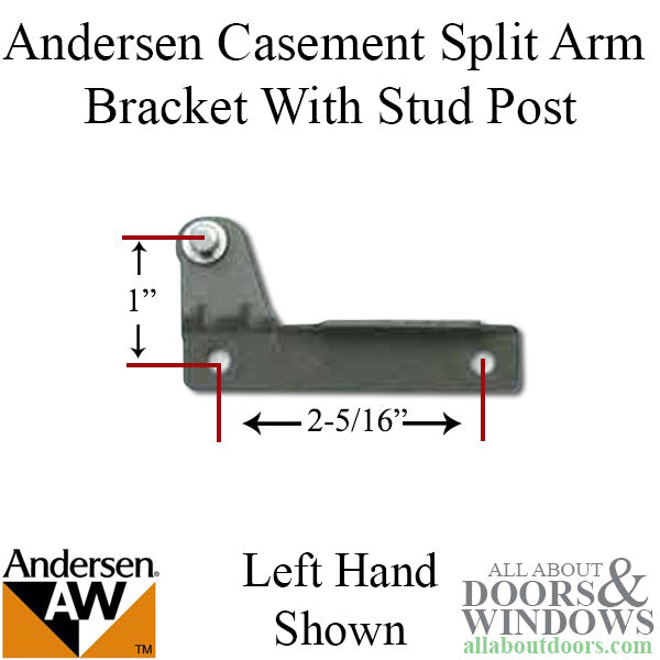 Andersen Window - Perma-Shield Casement Split Arm Bracket, w/Stud post, Left - Stone - Andersen Window - Perma-Shield Casement Split Arm Bracket, w/Stud post, Left - Stone