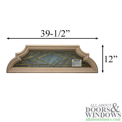 Scrolled Top/ Bottom, Leaded Glass, Brass Caming - L & R Pair - Scrolled Top/ Bottom, Leaded Glass, Brass Caming - L & R Pair