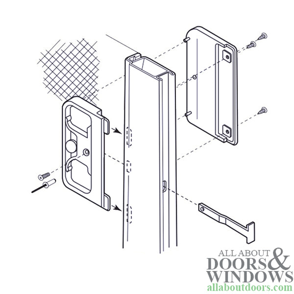 Non-Handed Plastic Latch & Pull Handle Set with Steel Latch for Sliding Screen Door - Black - Non-Handed Plastic Latch & Pull Handle Set with Steel Latch for Sliding Screen Door - Black