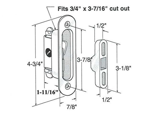 Traco Mortise Lock and Keeper 1-11/16 inch - Large Housing - Traco Mortise Lock and Keeper 1-11/16 inch - Large Housing
