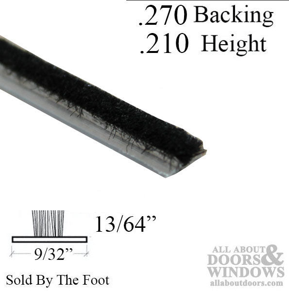 Weatherstrip .270 backing x .210 pile w/ Fin seal - Weatherstrip .270 backing x .210 pile w/ Fin seal