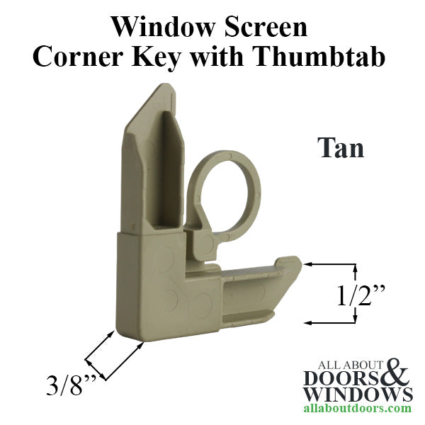 Window Screen Corner Key with Pull Tab, Plastic - Tan - Window Screen Corner Key with Pull Tab, Plastic - Tan