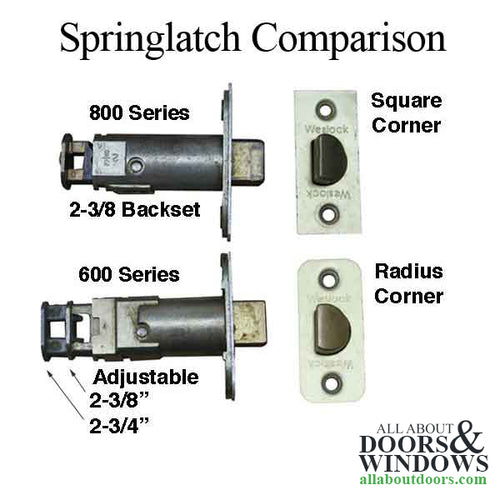 Weslock 600 Series Adjustable Springlatch, Radius Face - Satin Brass - Weslock 600 Series Adjustable Springlatch, Radius Face - Satin Brass