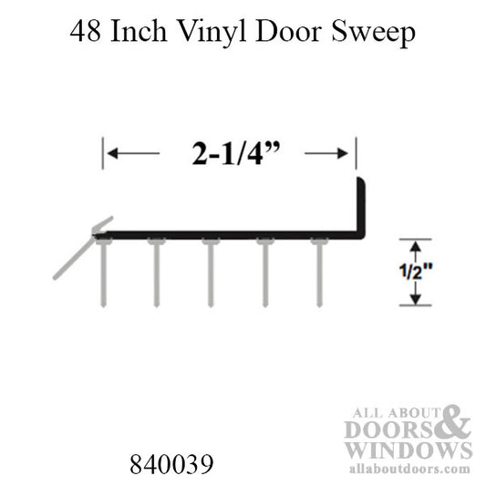 48 inch Vinyl Door Sweep for  2-1/4 door - Chocolate Brown