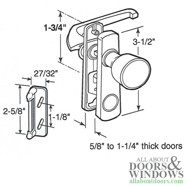 Storm Door Knob Latch Tulip Style 1.75 Inch Hole Spacing - Storm Door Knob Latch Tulip Style 1.75 Inch Hole Spacing