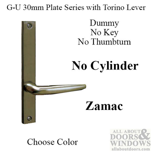 G-U Torino Handle & 30mm Plate, Dummy, No Key, No Thumbturn (Handles DO NOT Move) Choose Color