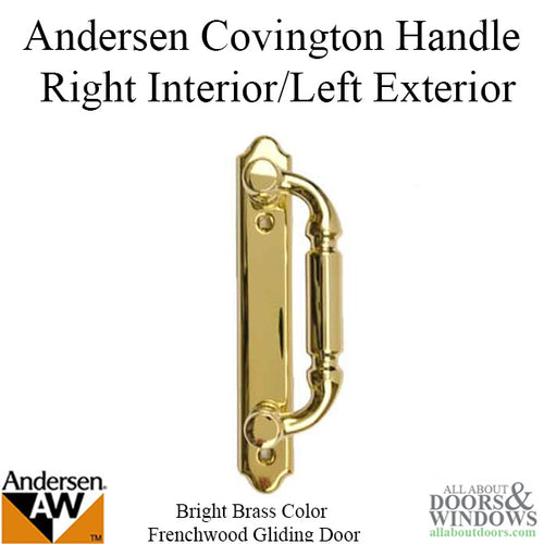 Andersen Frenchwood Gliding Door - Handle - Covington - Right Interior/Left Exterior - Bright Brass - Andersen Frenchwood Gliding Door - Handle - Covington - Right Interior/Left Exterior - Bright Brass