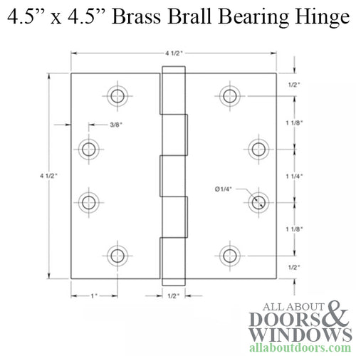4.5 x 4.5 Solid Brass Ball Bearing Hinges, Square Polished Chrome - 4.5 x 4.5 Solid Brass Ball Bearing Hinges, Square Polished Chrome