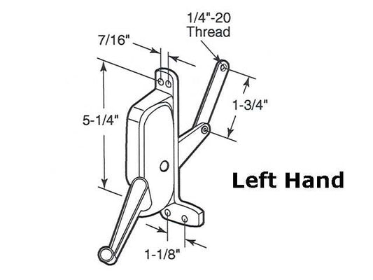 Awning Operator for air control Windows - Left - Aluminum