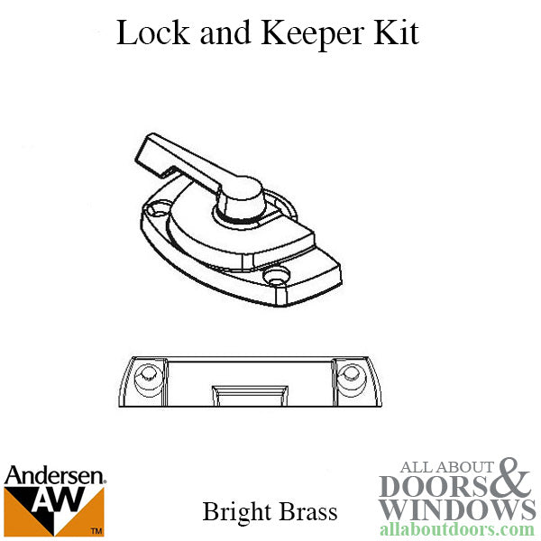 Discontinued.  Andersen Tilt-Wash (DC) and Tilt-Wash (TW) Windows - Lock and Keeper Kit - Bright Brass - Discontinued.  Andersen Tilt-Wash (DC) and Tilt-Wash (TW) Windows - Lock and Keeper Kit - Bright Brass