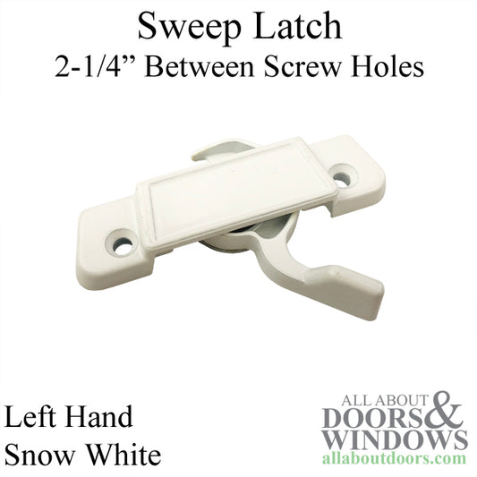 Sash Lock with Under Plate - 2-1/4" Screw Hole Spacing, Left Hand - Snow White