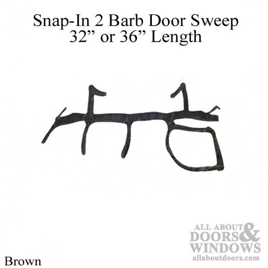 Snap-In 2-Barb Door Sweep, Brown