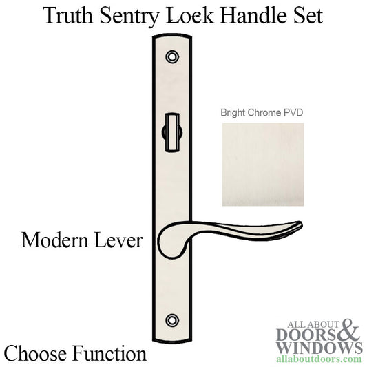 Truth Sentry Lock Handle Set, Modern, Decorative over Solid Brass, PVD Nickel