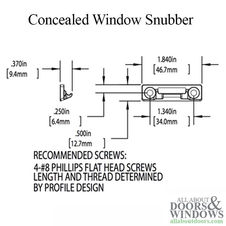 Concealed Window Snubber, Die Cast - Concealed Window Snubber, Die Cast