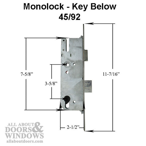 G-U Monolock 45/92 Single Door Lock, Key BELOW lever - Stainless Steel - G-U Monolock 45/92 Single Door Lock, Key BELOW lever - Stainless Steel