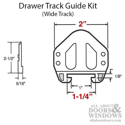 Drawer Track Guide Kit - 3/32 x 1-7/32 Wide Track