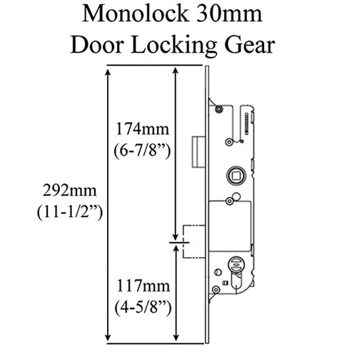 G-U Monolock 30/92 Single Point Mortise Lock (SPL) - Stainless Steel - G-U Monolock 30/92 Single Point Mortise Lock (SPL) - Stainless Steel