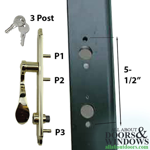 Storm Door 3 Post Keyed Outside Handle with Square Spindle - Storm Door 3 Post Keyed Outside Handle with Square Spindle