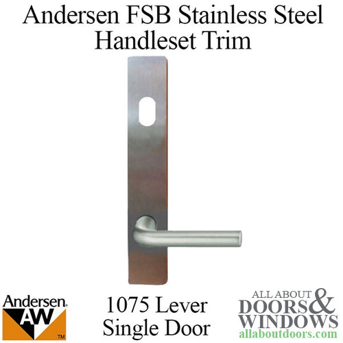 Andersen FSB 1075 Complete Keyed Trim Set for Single Door - Stainless Steel - Andersen FSB 1075 Complete Keyed Trim Set for Single Door - Stainless Steel