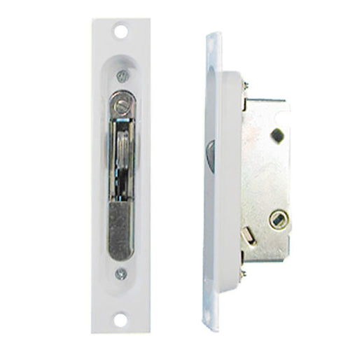 Mortise Latch Assembly With Recessed Faceplate; Peachtree Sliding Door - White - Mortise Latch Assembly With Recessed Faceplate; Peachtree Sliding Door - White