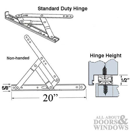 4 Bar Hinges 20 inch Window Track, Truth 34.16 - SS - 4 Bar Hinges 20 inch Window Track, Truth 34.16 - SS