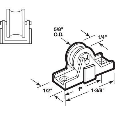 Roller Assembly (Grooved) - Sliding Windows, Brass / Nylon / Steel - Roller Assembly (Grooved) - Sliding Windows, Brass / Nylon / Steel