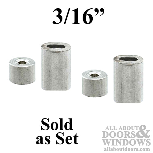 Cable Ferrules and Stops for Garage Door Systems - 3/16 Inch