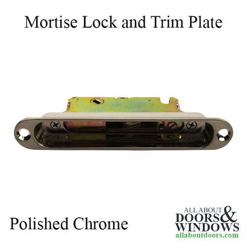 Mortise Lock and Trim Plate with 45 Degree Slot for Sliding Polished Chrome - Mortise Lock and Trim Plate with 45 Degree Slot for Sliding Polished Chrome