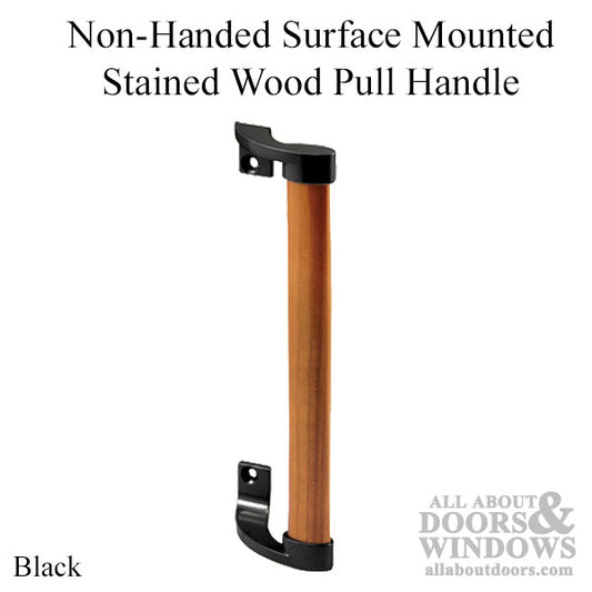 Non-Handed Surface Mount Stained Wood Pull Handle with Diecast Bracket End Caps for Patio Door