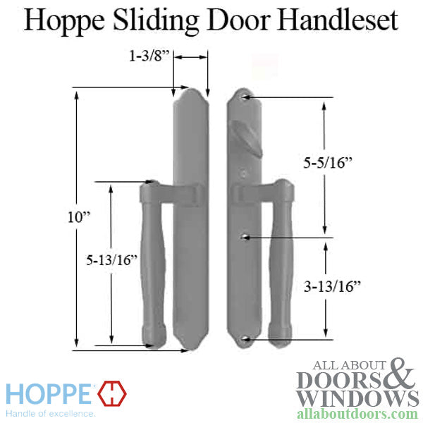 HOPPE HLS 9000 Sliding Door Handle Set Active Non-Keyed Outside Satin Nickel - HOPPE HLS 9000 Sliding Door Handle Set Active Non-Keyed Outside Satin Nickel