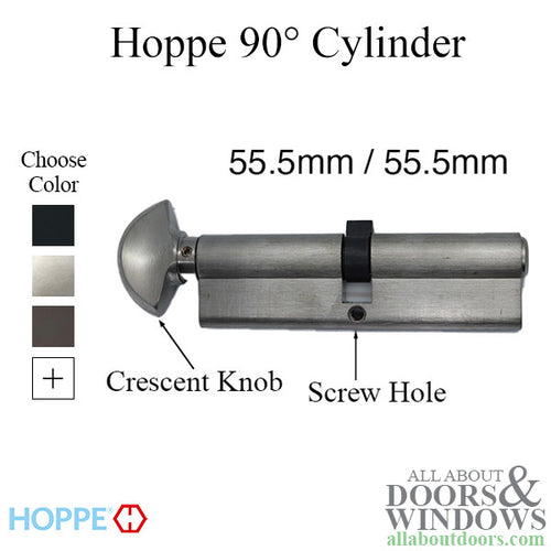 55.5/55.5, Hoppe Non-Logo 90 degree Keyed Euro Profile Cylinder - 55.5/55.5, Hoppe Non-Logo 90 degree Keyed Euro Profile Cylinder